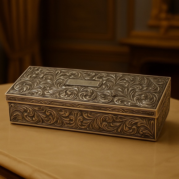 Vtg Godinger Silver 1992 Velvet-Lined Jewelry Box 9x4x2Quiet Luxury Decor